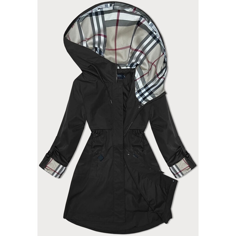 Čierna bunda s ozdobnou podšívkou BH Forever (BH-2401) 50139459