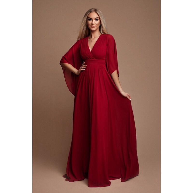 miadresses.sk Červené šifónové šaty s voľnými rukávmi 50144578