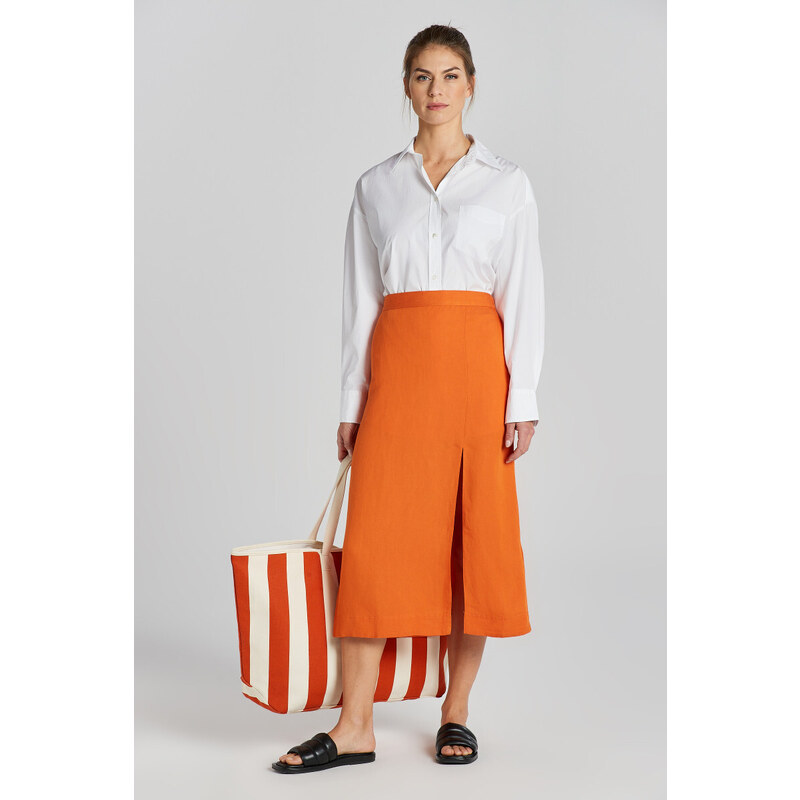 SUKŇA GANT REL MIDI LINEN BLEND SKIRT PUMPKIN ORANGE 50156143