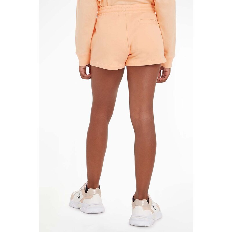 Detské bavlnené šortky Calvin Klein Jeans oranžová farba, jednofarebné, nastaviteľný pás