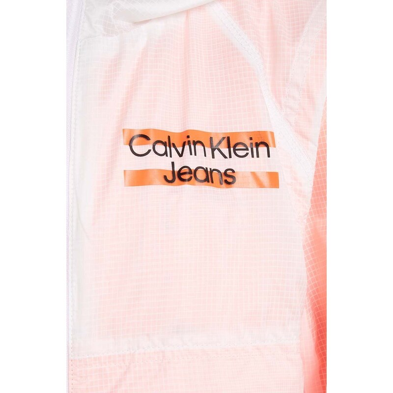 Detská bunda Calvin Klein Jeans oranžová farba