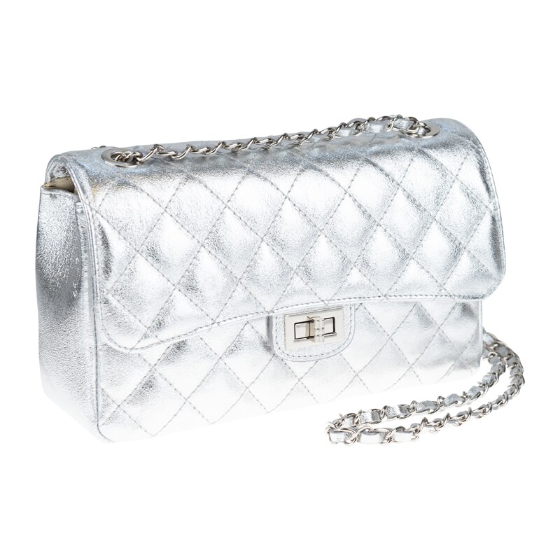 Strieborná kožená talianska crossbody kabelka Eliana Argento 28402396