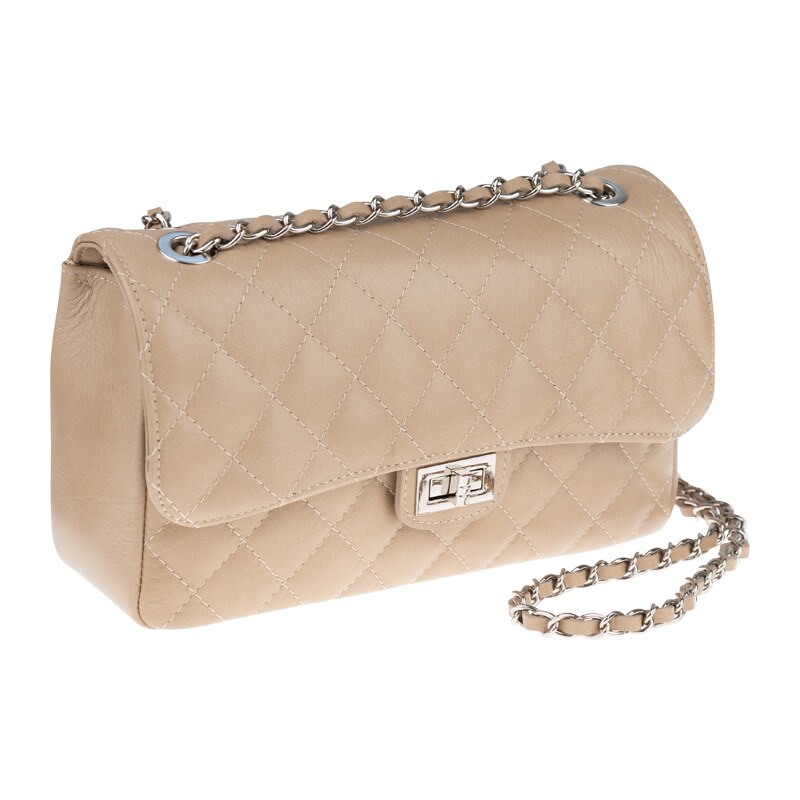 Béžová kožená talianska crossbody kabelka Eliana Argento Cappuccino 50174336