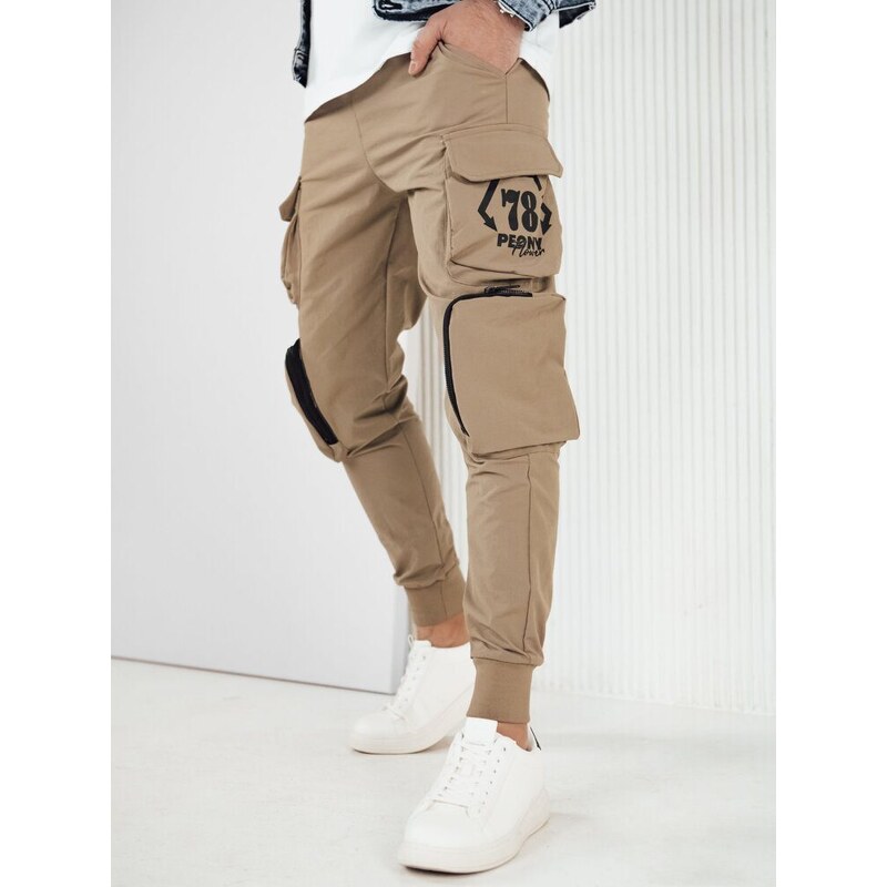 Dstreet Nadčasové béžové joggery s vreckami 50175114