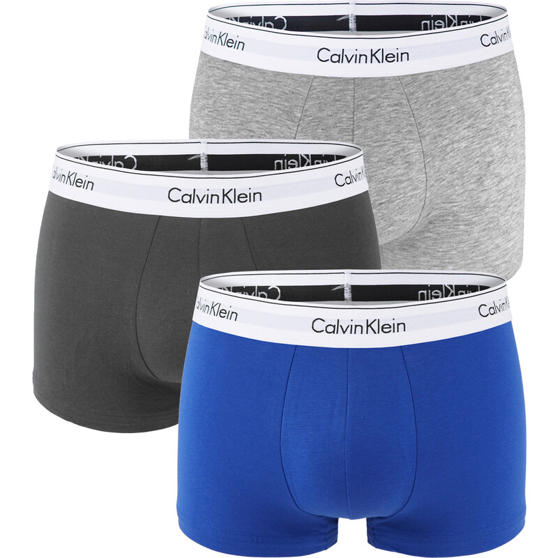Calvin Klein - boxerky 3PACK modern cotton stretch blue & gray color combo - limitovaná fashion edícia