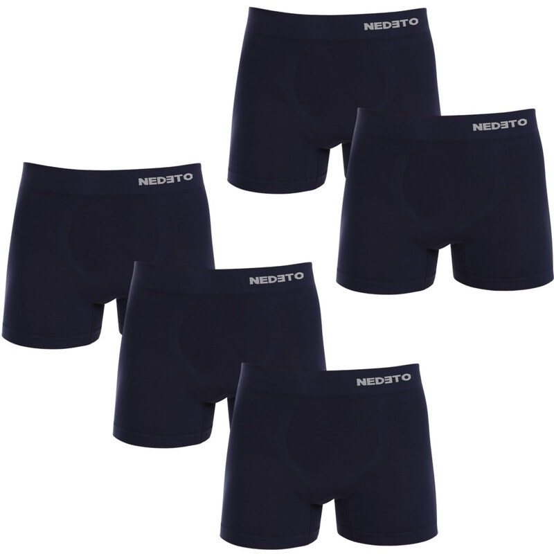 5PACK pánske boxerky Nedeto bezšvové bambusové modre (5NDTB002S) 46571320