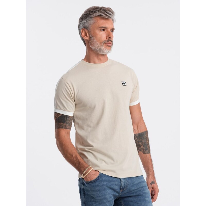 Ombre Clothing Jedinečné krémové tričko s nášivkou V7 S1632 50196411