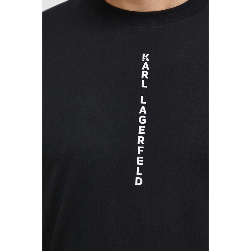 Bavlnené tričko Karl Lagerfeld pánsky, čierna farba, s potlačou