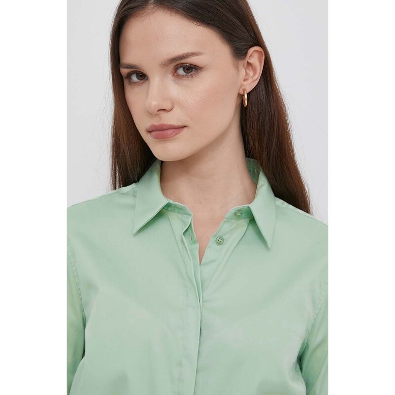 Košeľa Mos Mosh dámska, zelená farba, regular, s klasickým golierom