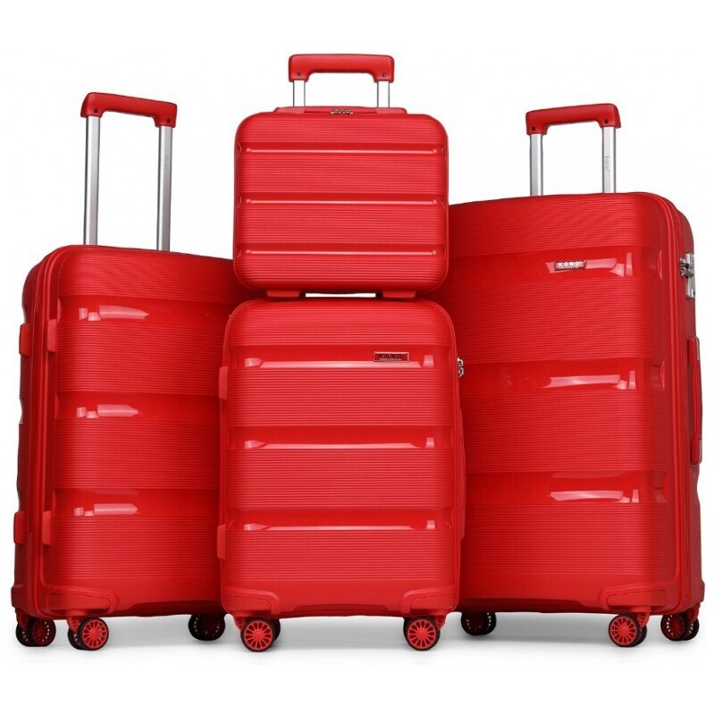 Konofactory Tmavočervená sada prémiových plastových kufrov "Majesty" - veľ. S, M, L, XL