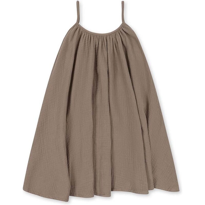 Dievčenské bavlnené šaty Konges Sløjd hnedá farba, mini, áčkový strih