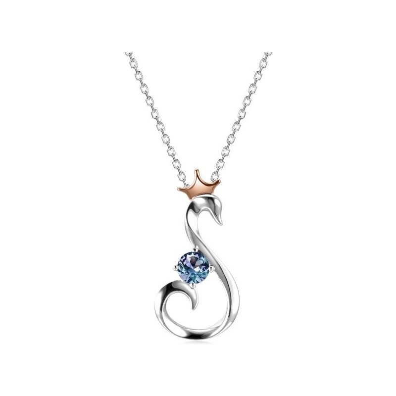 Royal Fashion strieborný náhrdelník pozlátený 18k bielym zlatom 54112509