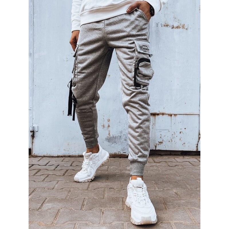 Dstreet Jedinečné šedé joggery s ozdobnými prvkami 50218094