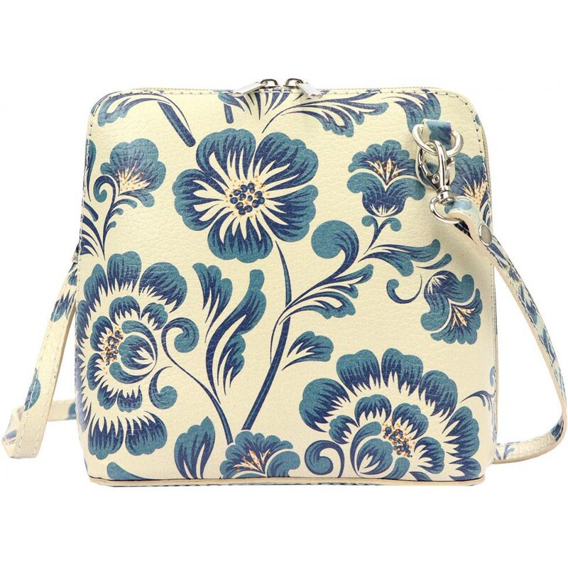 Vera Pelle Kožená malá dámska crossbody kabelka s motívom kvetín 50222087