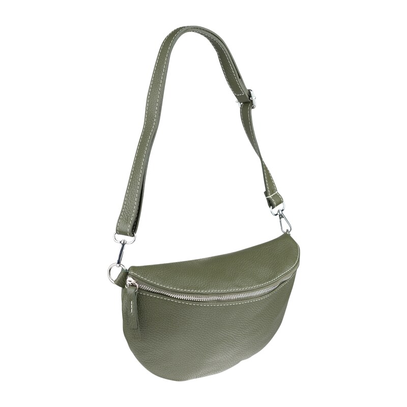 Zelená kožená talianska crossbody kabelka Reni Grande Verde Scura 50222035