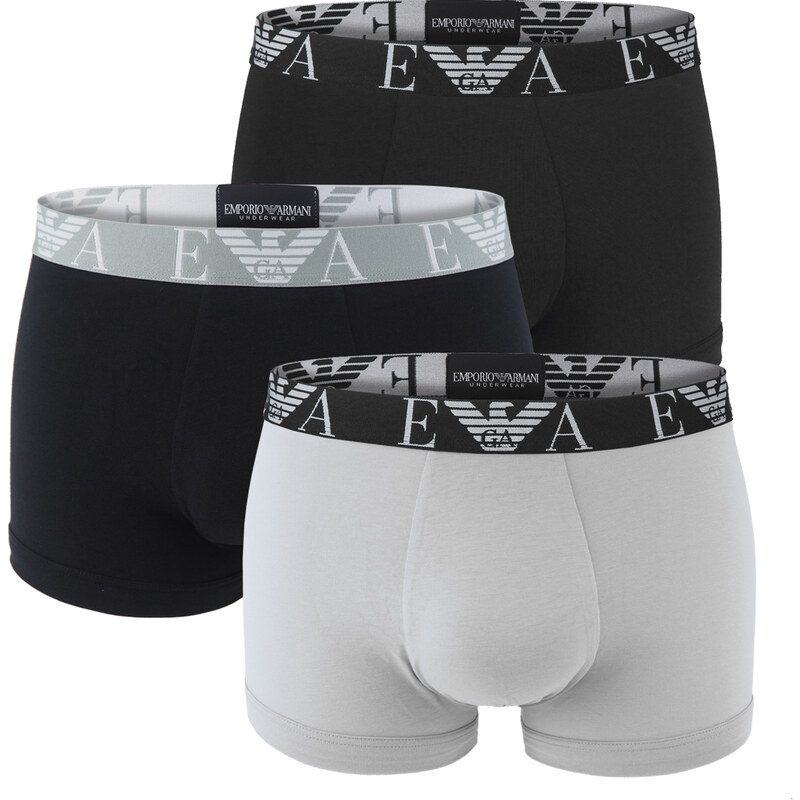 EMPORIO ARMANI - boxerky 3PACK stretch cotton nero & pietra combo - limited edition
