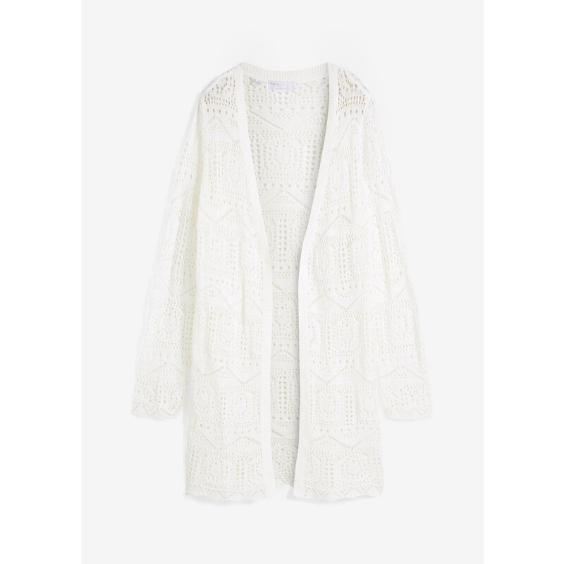 bonprix Ažúrový pletený sveter, farba biela 44827103