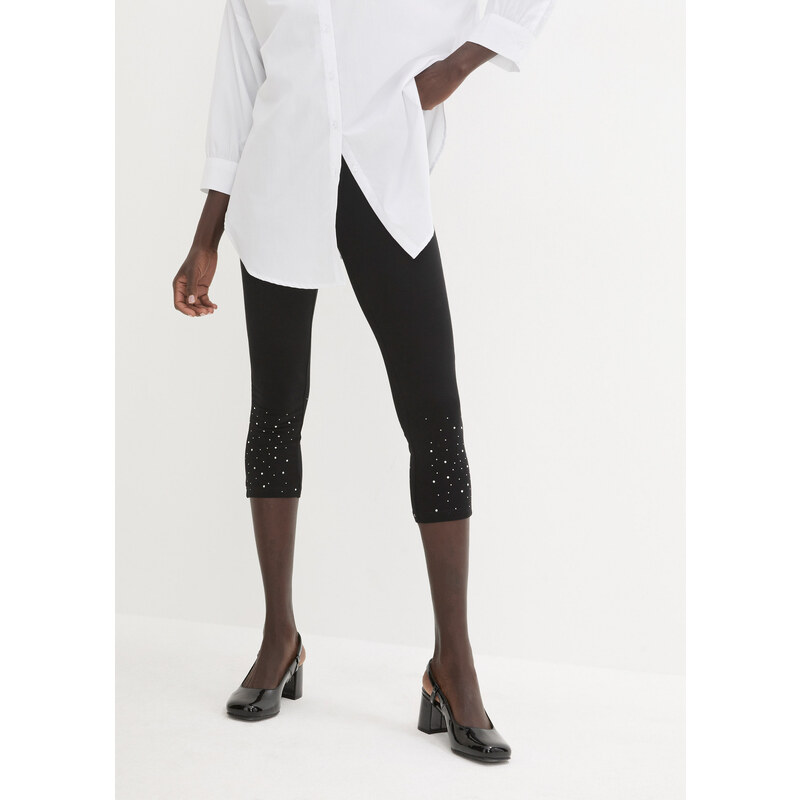 bonprix Capri legíny z bavlneného mixu, farba čierna 44742602