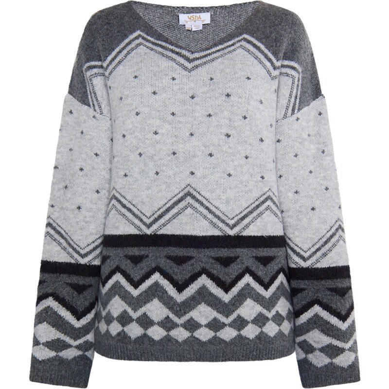 usha FESTIVAL Sveter Rakata sivá / svetlosivá / tmavosivá 54262071