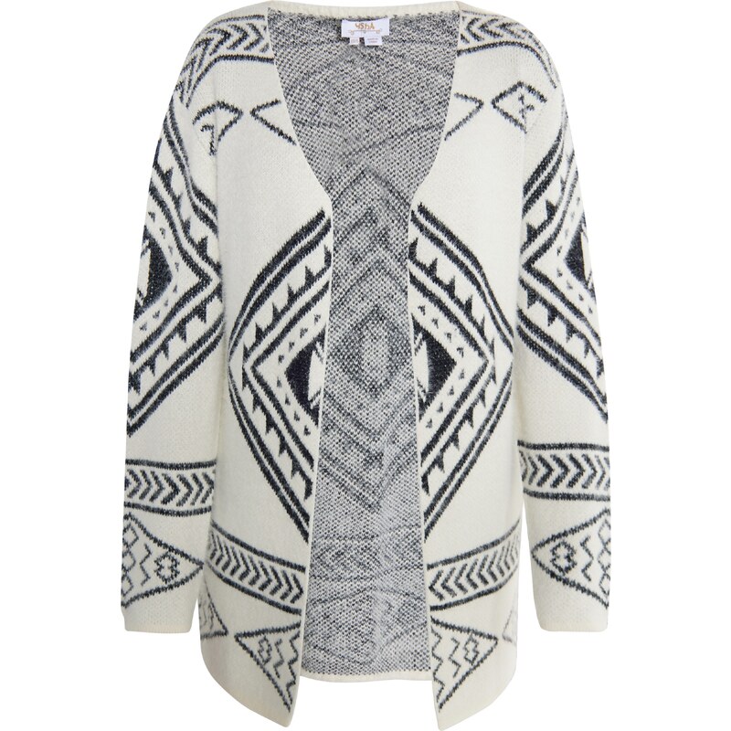 usha FESTIVAL Kardigán Rakata čierna / biela ako vlna 54268193