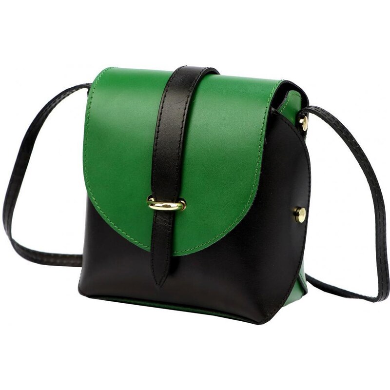 Gregorio Kožená moderná malá dámska crossbody kabelka čierna / zelená 50234767
