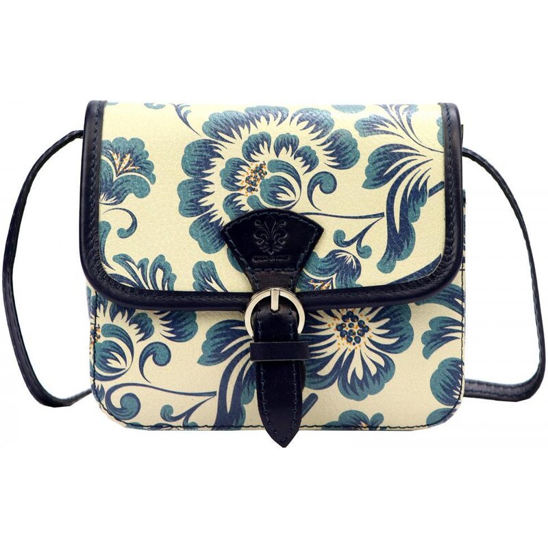 GREGORIO Kožená dámska crossbody kabelka s kvetmi 50234764