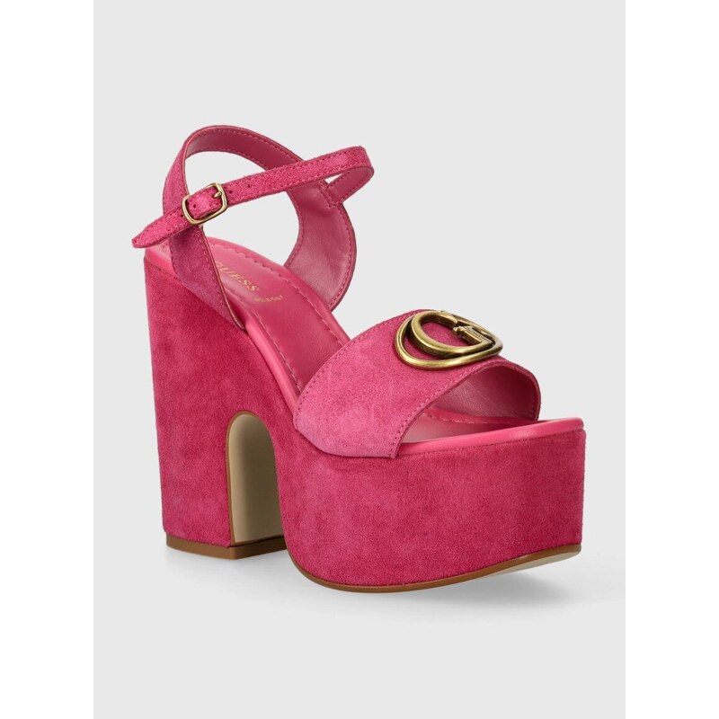 Semišové sandále Guess CLODY ružová farba, FLJCLO SUE04