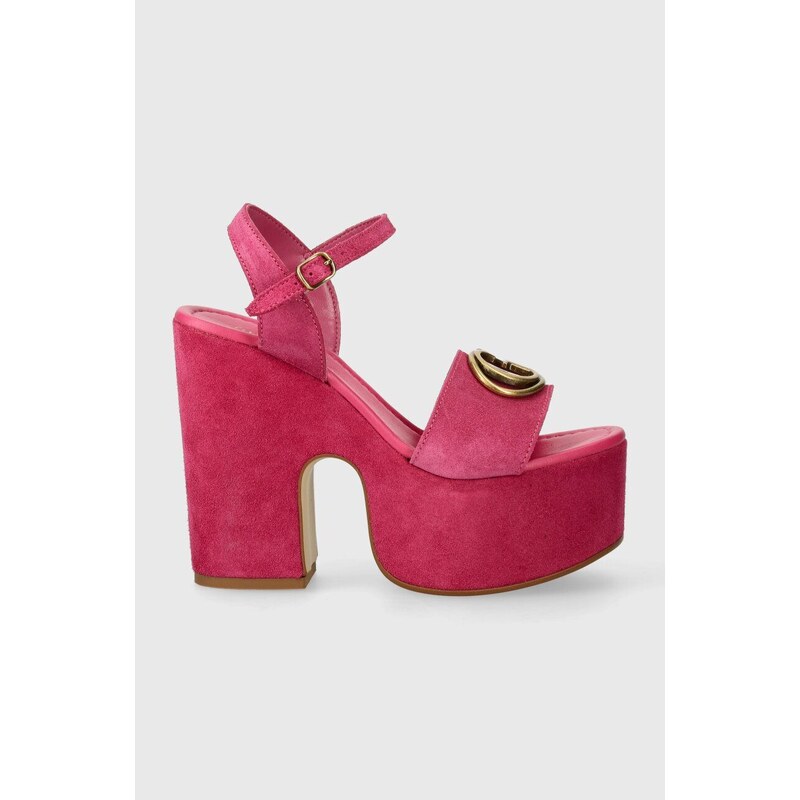 Semišové sandále Guess CLODY ružová farba, FLJCLO SUE04