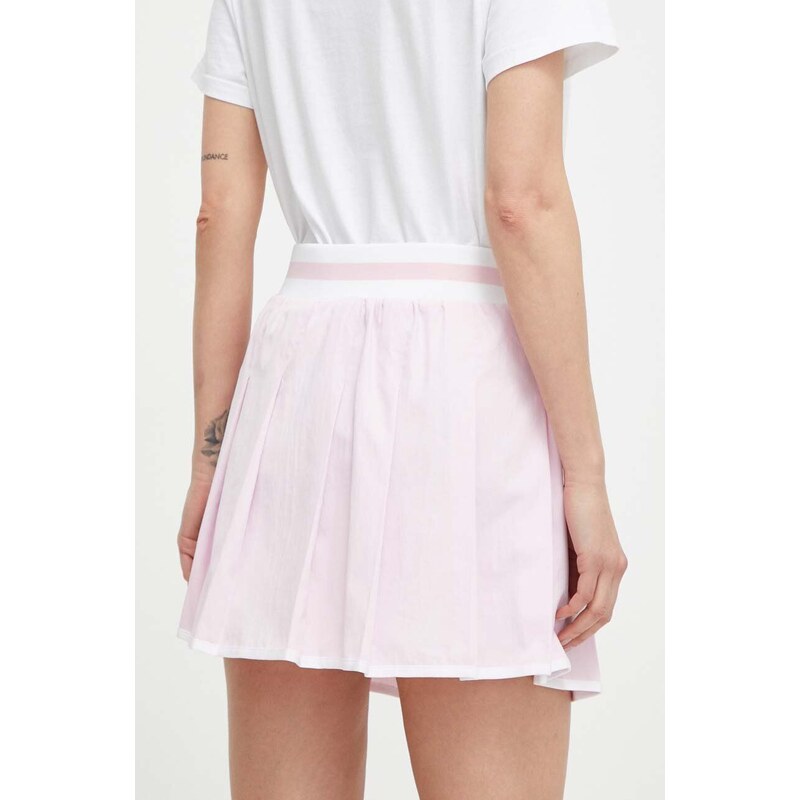 Sukňa Guess ARLETH ružová farba, mini, áčkový strih, V4GD19 WG2Q0