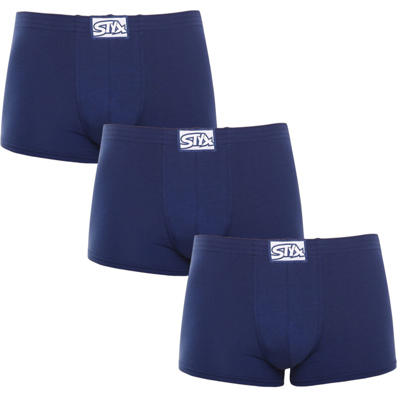 3PACK pánske boxerky Styx klasická guma tmavo modré (3Q0968) 50242568