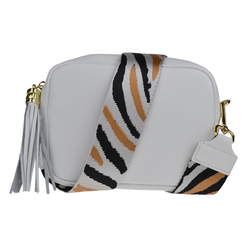 Biela kožená talianska crossbody kabelka Bala Bianca s prídavným 50242924