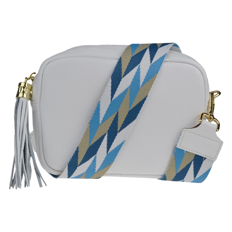 Biela kožená talianska crossbody kabelka Bala Bianca s prídavným 50242923