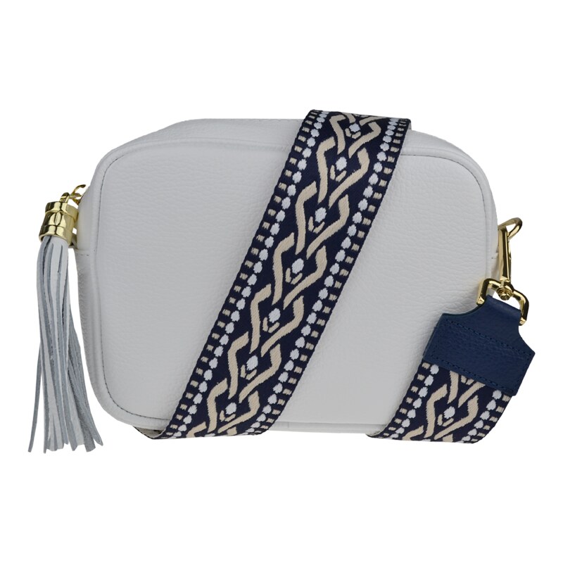 Biela kožená talianska crossbody kabelka Bala Bianca s prídavným 50242925