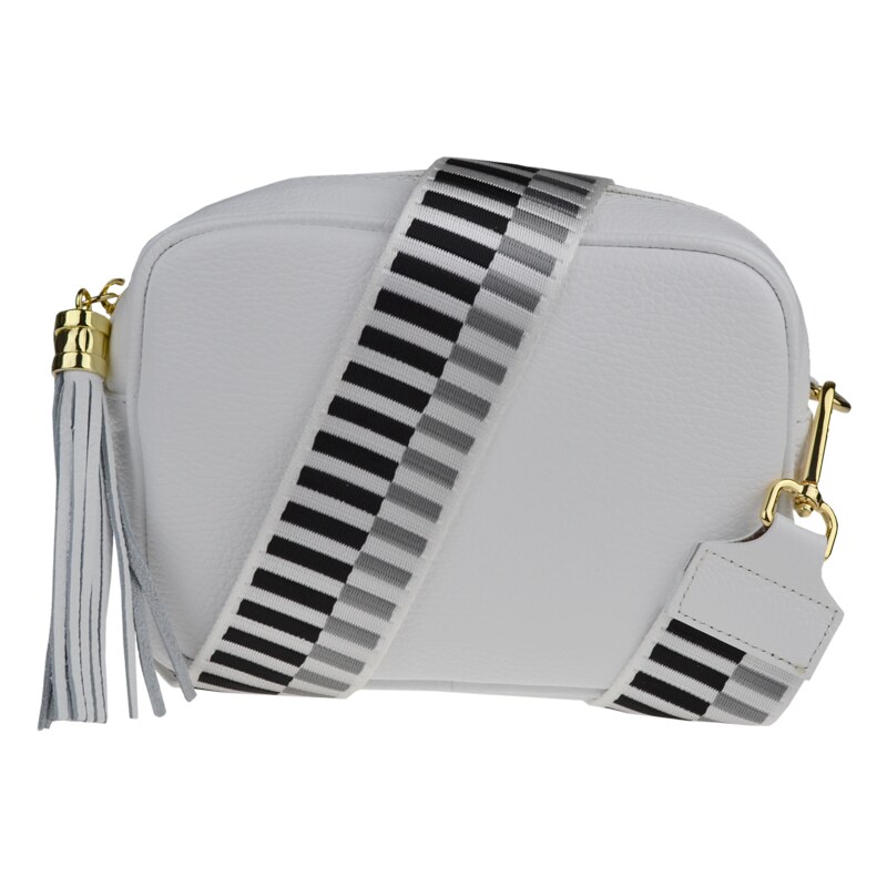 Biela kožená talianska crossbody kabelka Bala Bianca s prídavným 50242922