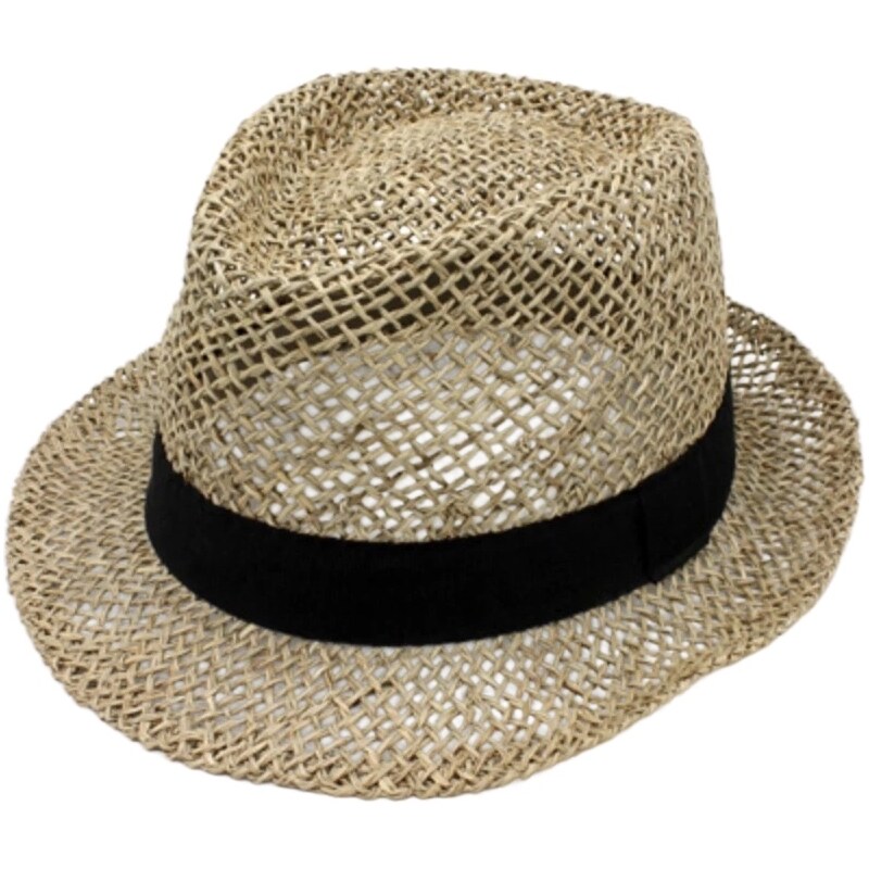 Fiebig - Headwear since 1903 Slamený klobúk z morskej trávy s čiernou stuhou - Trilby