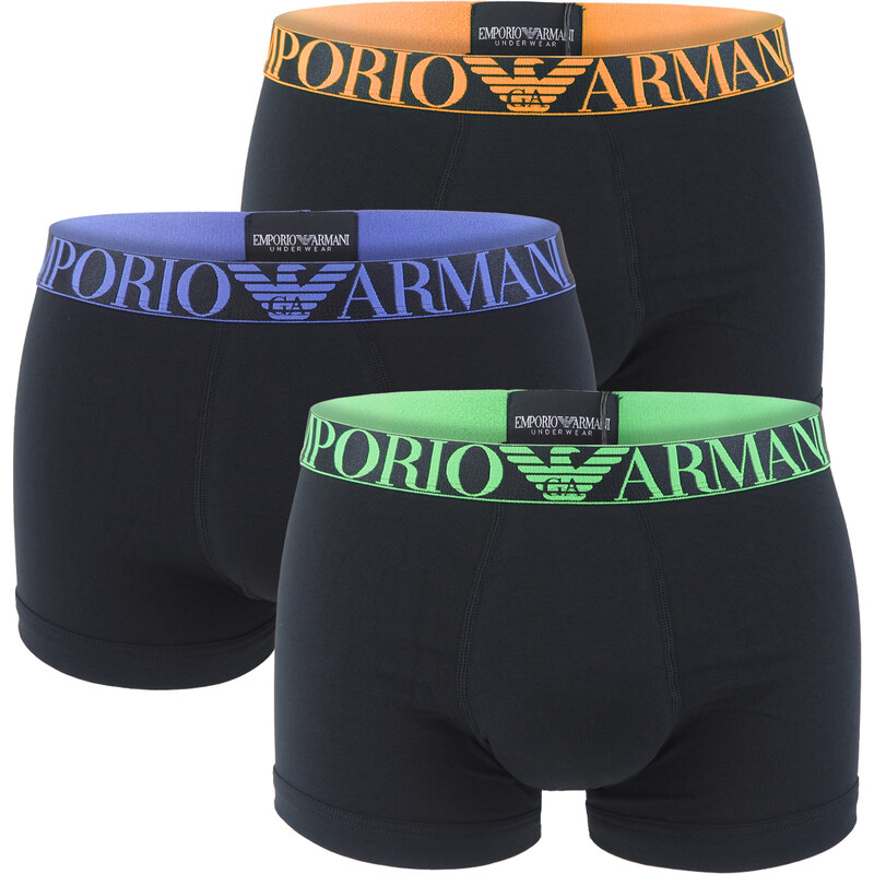 EMPORIO ARMANI - boxerky 3PACK stretch cotton nero combo Armani logo colore z organickej bavlny - limited edition
