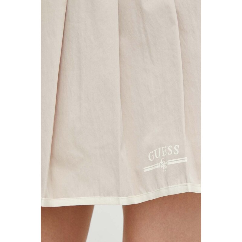 Sukňa Guess ARLETH béžová farba, mini, áčkový strih, V4GD19 WG2Q0