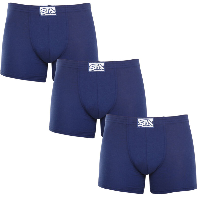 3PACK pánske boxerky Styx long klasická guma tmavo modré (3F0968) 50268937