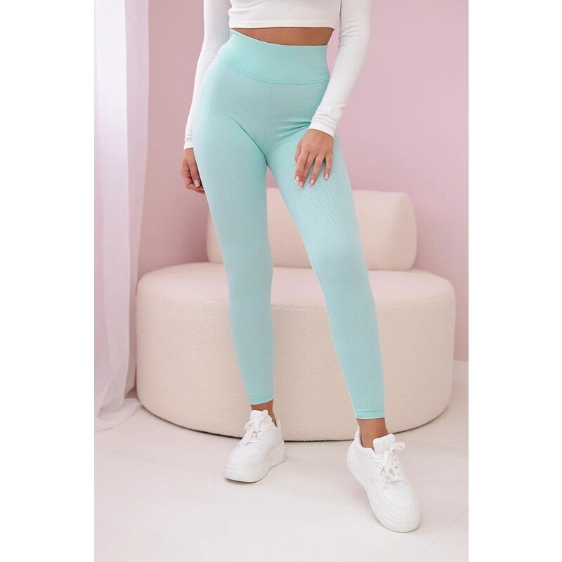 MladaModa Legíny z vrúbkovaného materiálu model 69186 mentolové 50287724