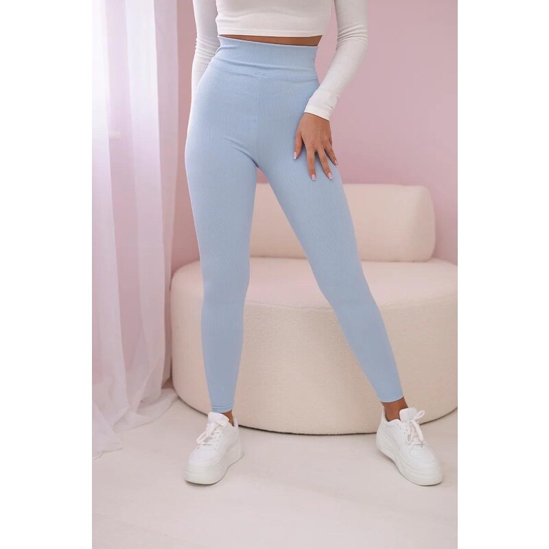 MladaModa Legíny z vrúbkovaného materiálu model 69186 svetlomodré 50292633