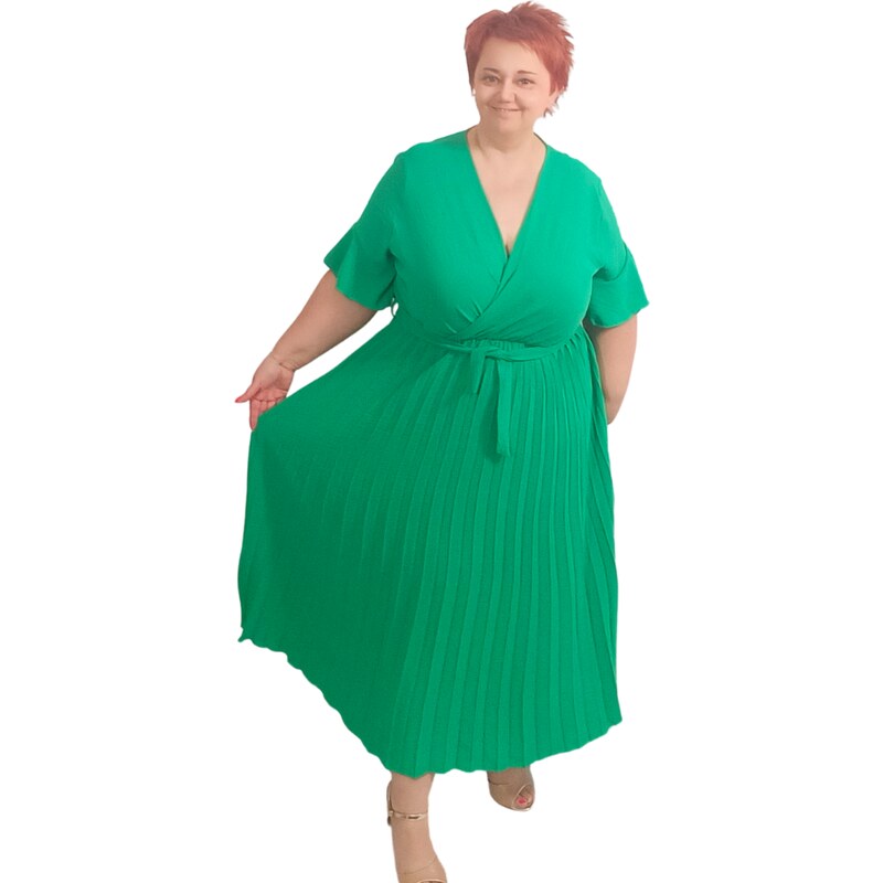 Taliansko Šaty pre moletky s plísovanou sukňou - zelené