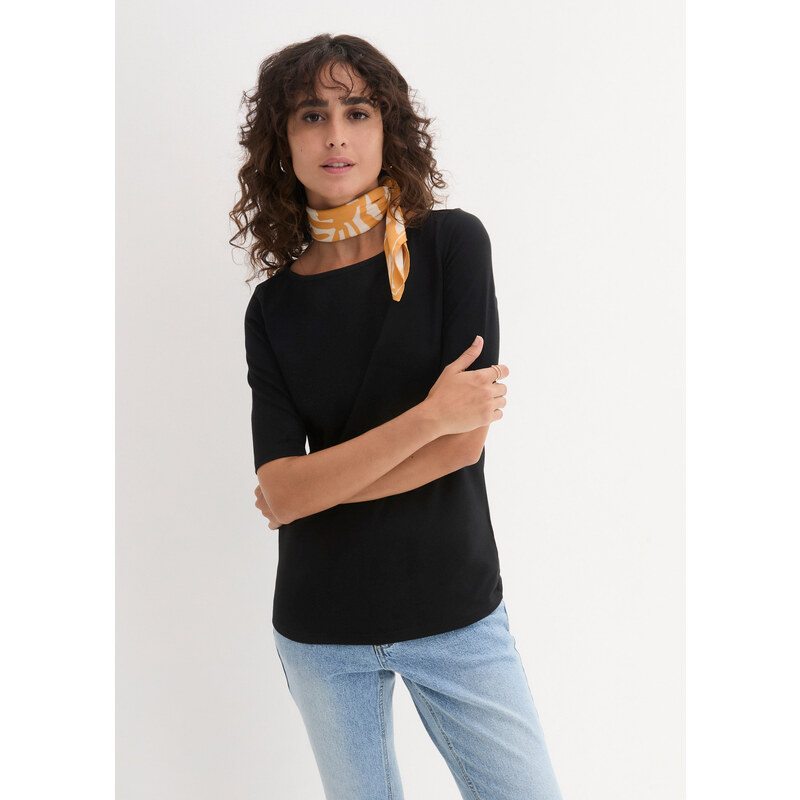 bonprix Tričko s lodičkovým výstrihom, farba čierna 44736601