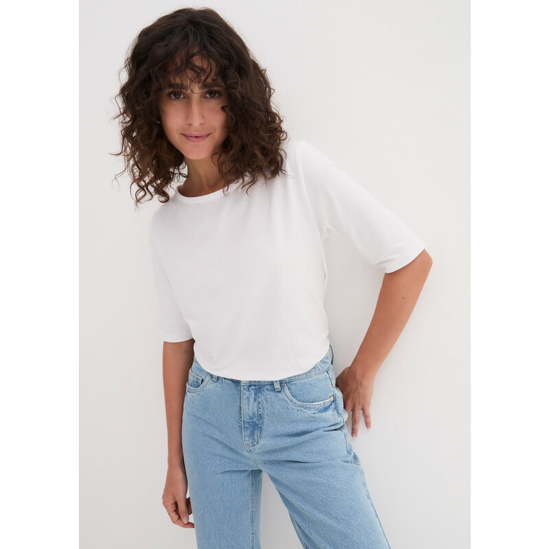 bonprix Tričko s lodičkovým výstrihom, farba biela 44736602