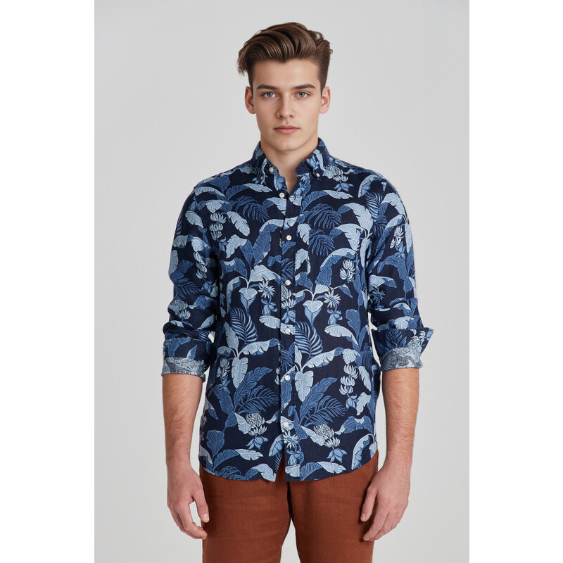 KOŠEĽA GANT REG LINEN PRINT SHIRT MARINE 50156121