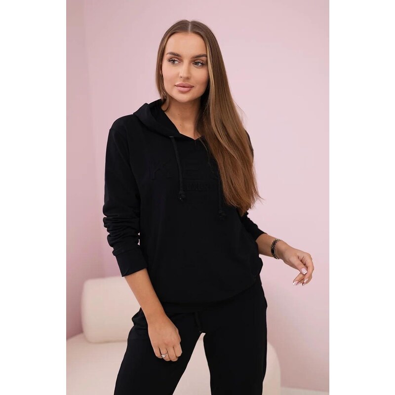 MladaModa Bavlnená tepláková súprava Kesi Luxury model 9667 čierna 50304194