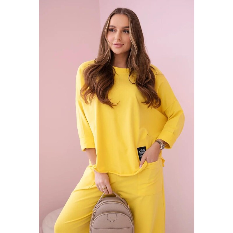 MladaModa 2-dielna bavlnená súprava mikiny a trojštvrťových teplákov 50304221