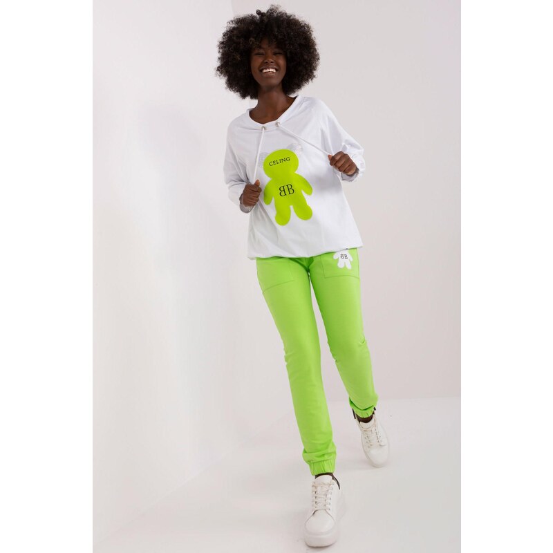 MladaModa Dvojfarebná tepláková súprava s potlačou model 72725 zelená 50304251