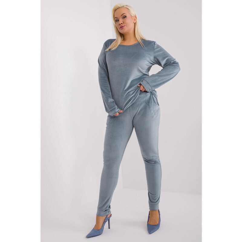 MladaModa Oversize velúrová tepláková súprava Jeanne šedá 50304273