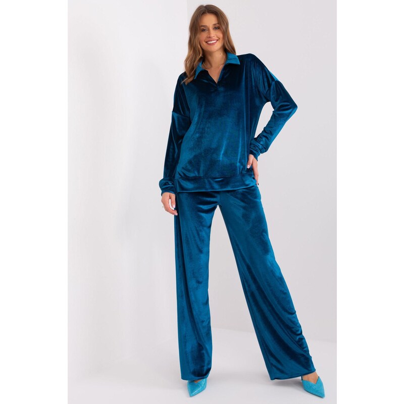 MladaModa 2-dielna velúrová súprava blúzky a nohavíc model 42674 50304289