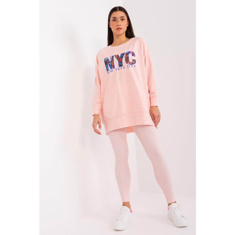 MladaModa Tepláková súprava s nápisom NYC model 83032 pudrovo ružová 50304302